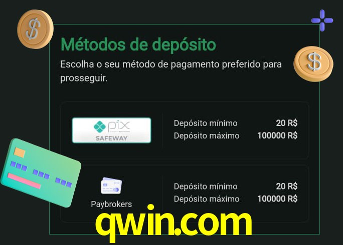 O cassino qwin.com oferece uma grande variedade de métodos de pagamento
